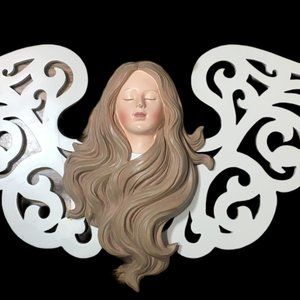 RARE HTF Vintage WMG Angel Country Primitive Fretework Wings Wall Hanging 24"